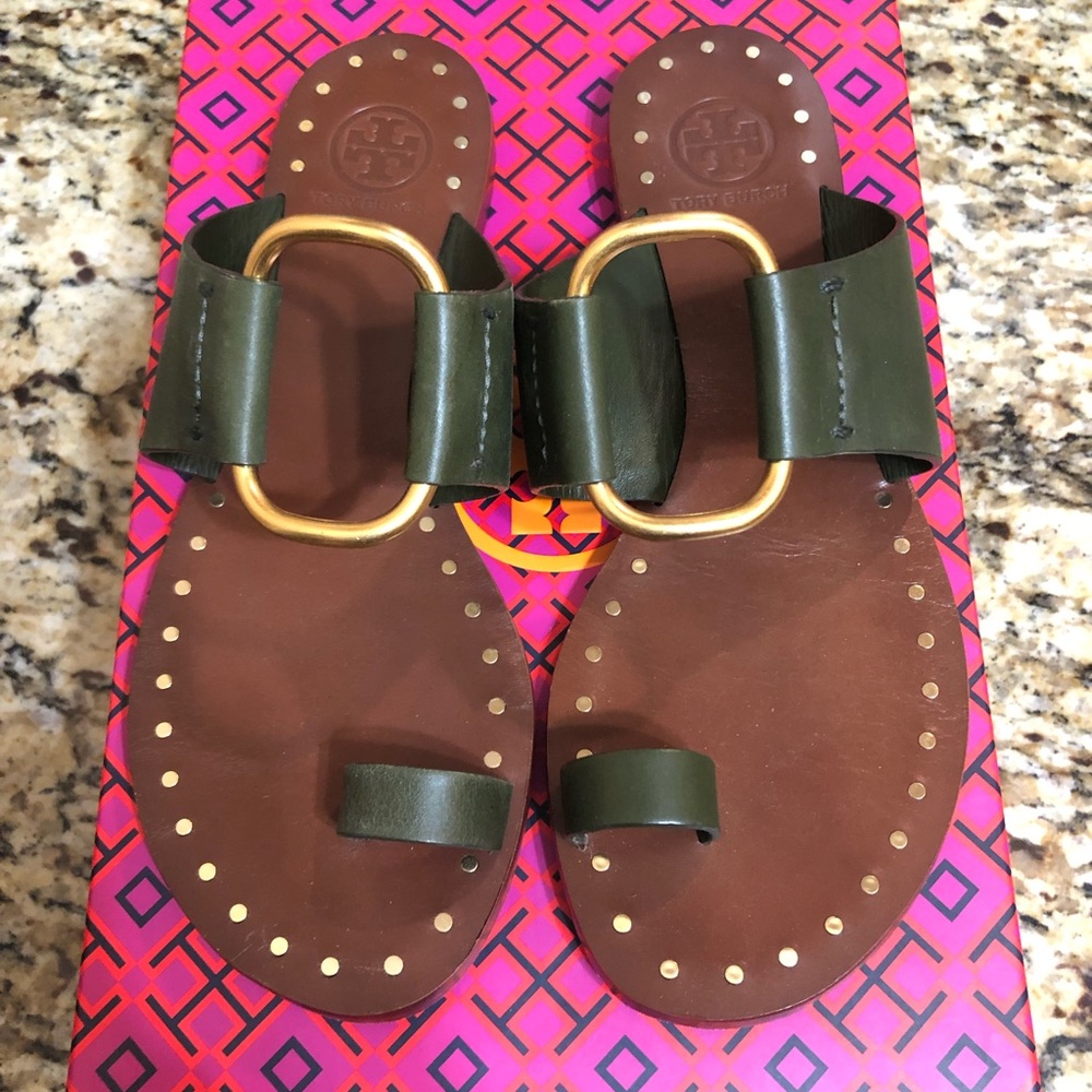 Tory Burch Brannan Studded Sandal, Calf Leather